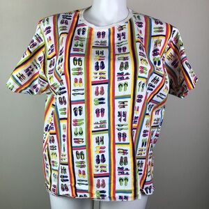 90s Just My Size Flip Flop Print T-Shirt Fun Novelty